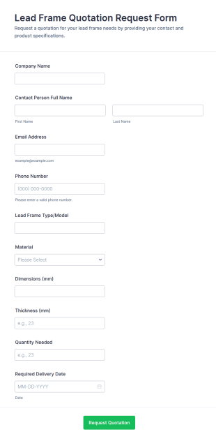 Lead Frame Quotation Request Form Template
