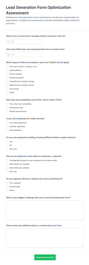 Lead Generation Form Optimization Assessment