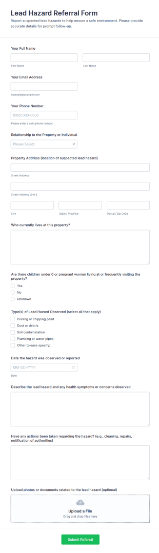 Lead Hazard Referral Form Template