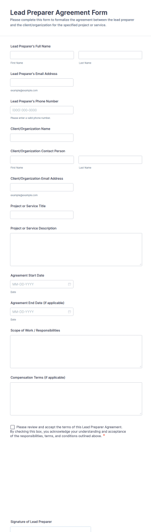Lead Preparer Agreement Form Template