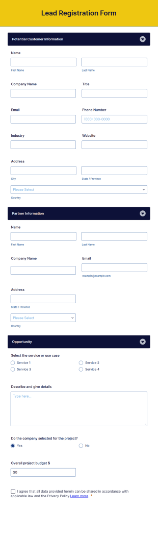 Lead Registration Form Template
