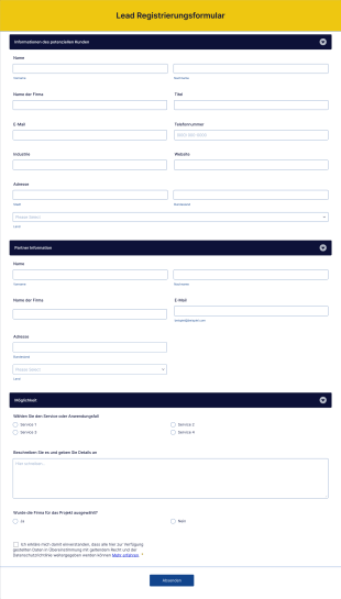 Lead Registrierungsformular Form Template