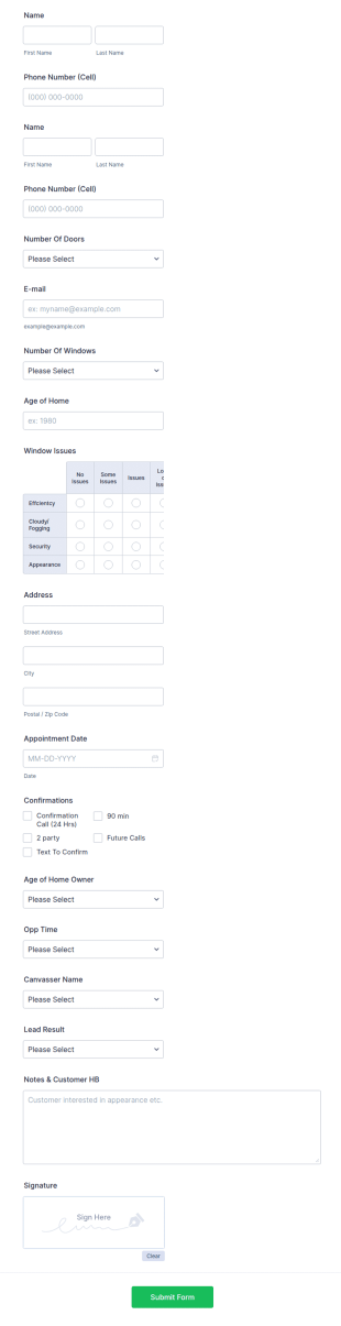 Home Window And Door Inspection Form Template