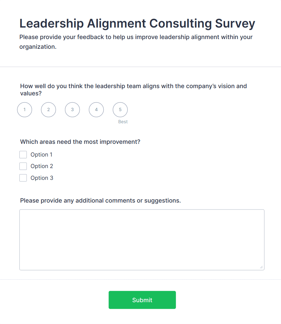 Leadership Alignment Consulting Survey Form Template | Jotform