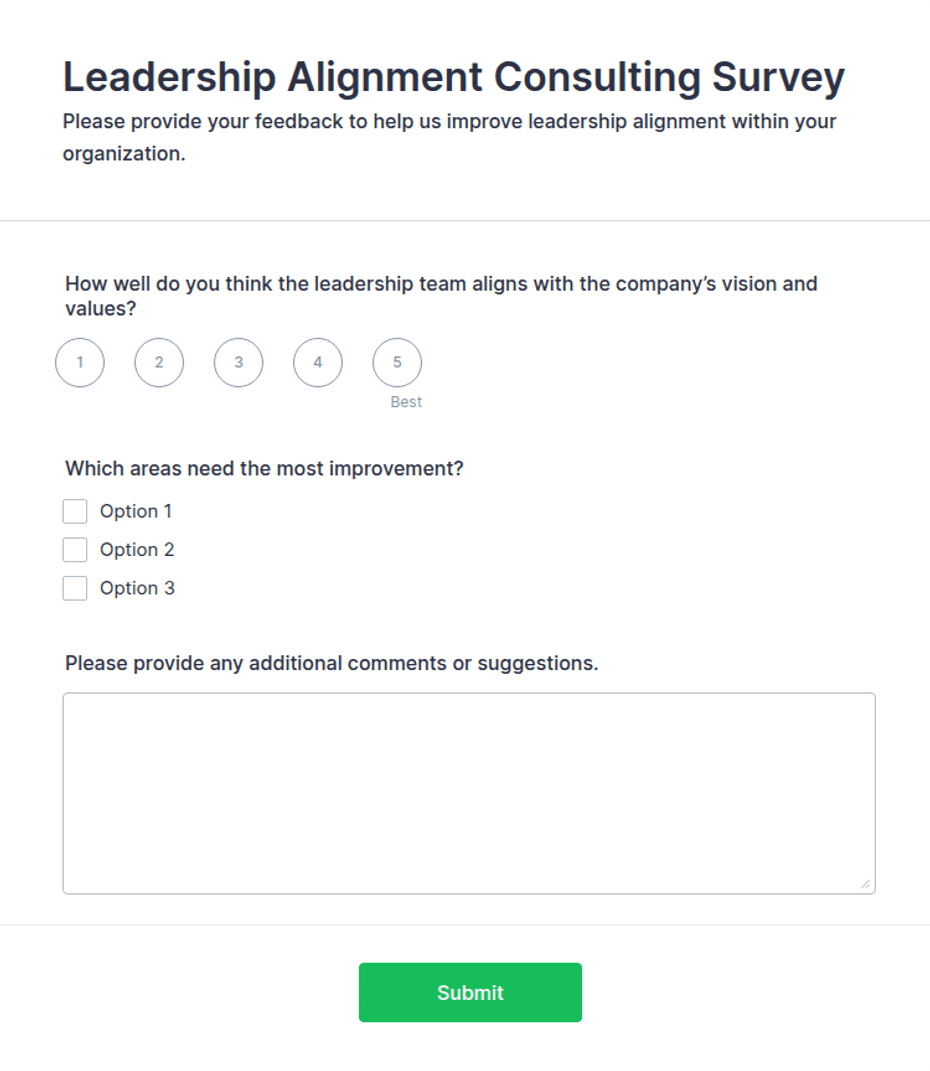 Align Application Form Leadership Alignment Consulting Survey Form Template | Jotform