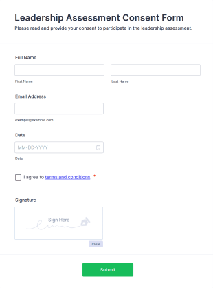 Leadership Assessment Consent Form Template