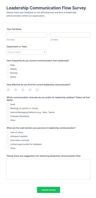 Leadership Communication Flow Survey Form Template