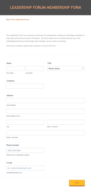 Leadership Forum Membership Form Template