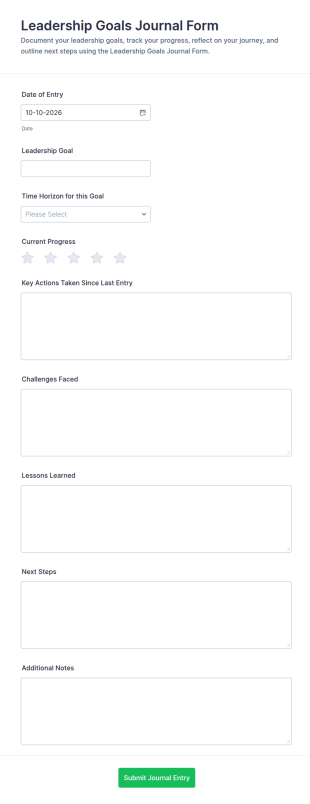 Leadership Goals Journal Form Template