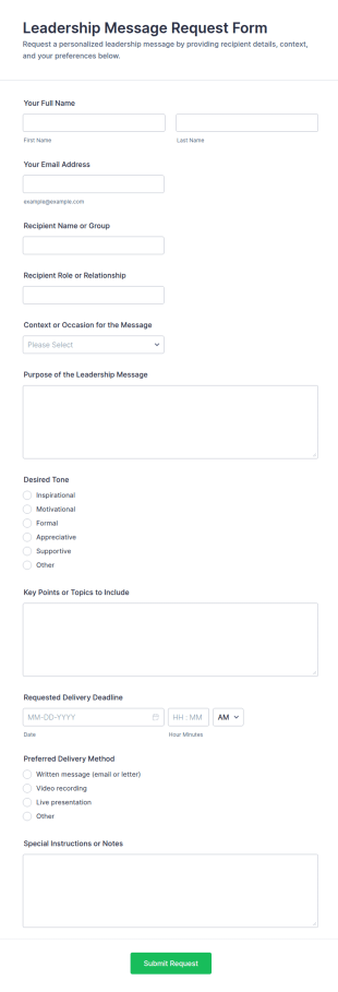 Leadership Message Request Form Template