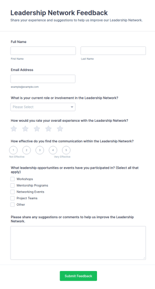 Leadership Network Feedback Form Template