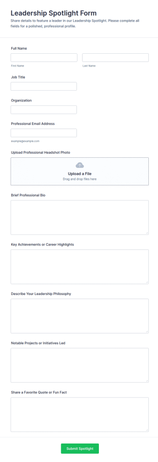 Leadership Spotlight Form Template