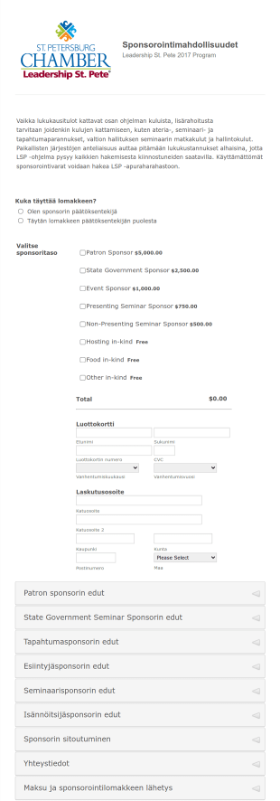 Leadership St. Pete 2017 Sponsorointilomake Form Template