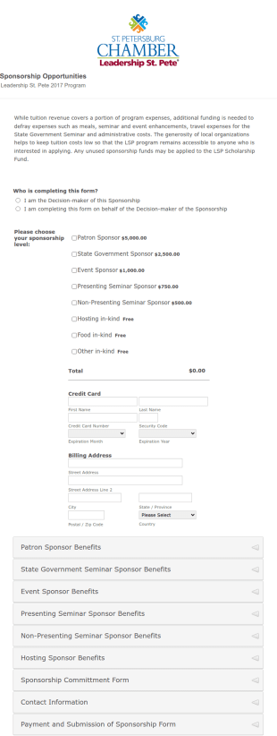 Leadership St. Pete 2017 Sponsorship Form Template