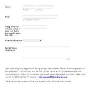 Leadership Summit Individual Registration Form Template