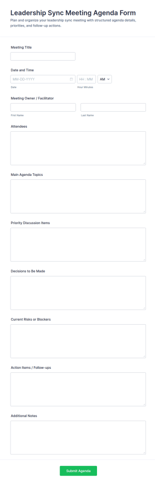 Leadership Sync Meeting Agenda Form Template