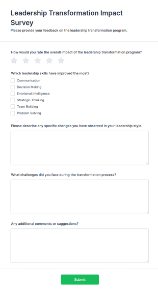 Leadership Transformation Impact Survey Form Template