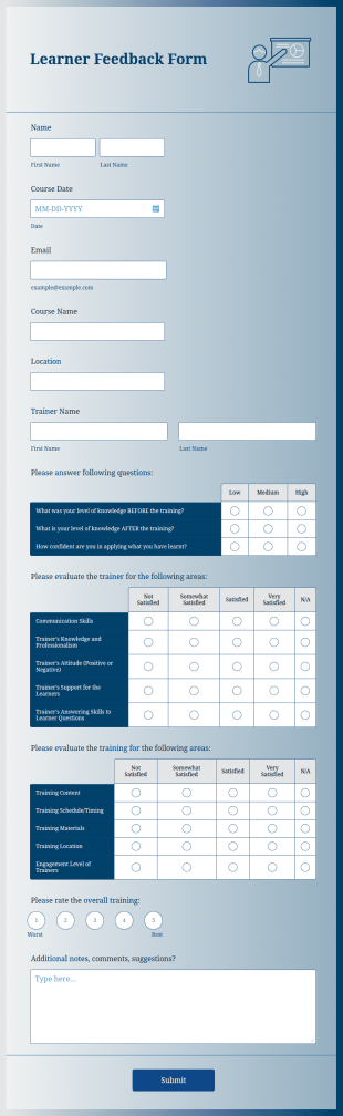 Learner Feedback Form Template