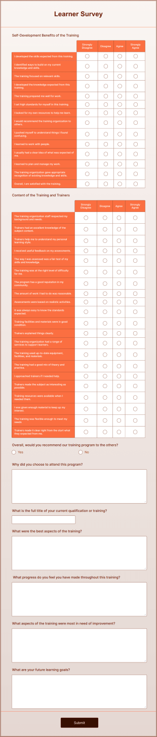 Learner Survey Form Template