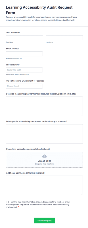 Learning Accessibility Audit Request Form Template