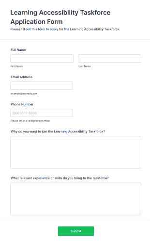 Learning Accessibility Taskforce Application Form Form Template