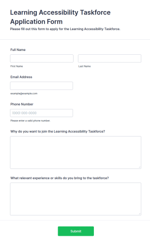 Learning Accessibility Taskforce Application Form Template