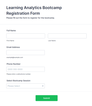 Learning Analytics Bootcamp Registration Form Template