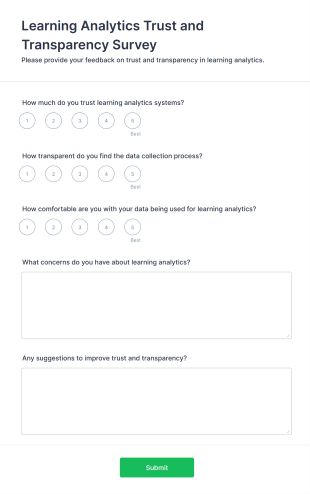 Learning Analytics Trust And Transparency Survey Form Template