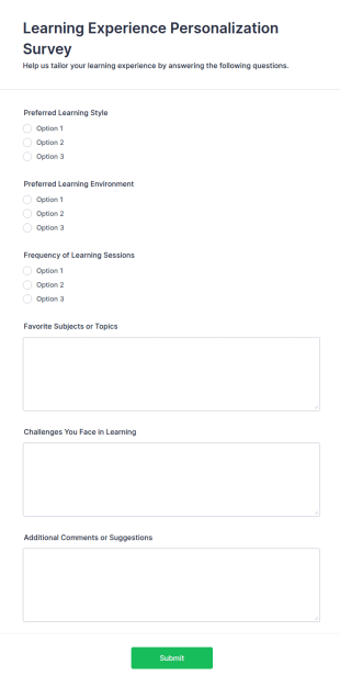 Learning Experience Personalization Survey Form Template