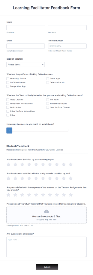 Learning Facilitator Feedback Form Template