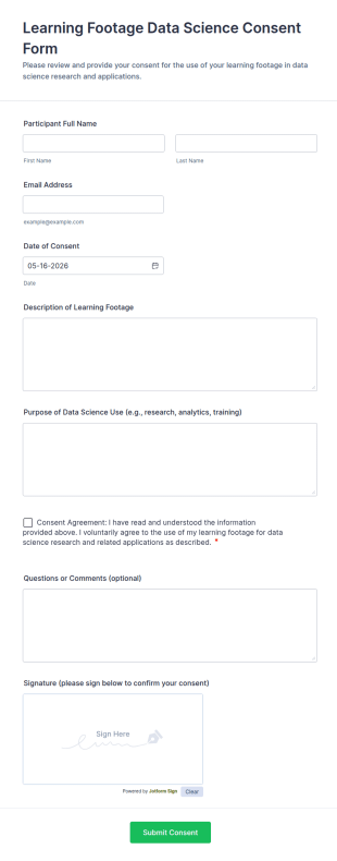Learning Footage Data Science Consent Form Template