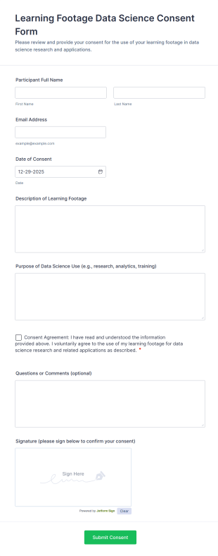 Learning Footage Data Science Consent Form Template
