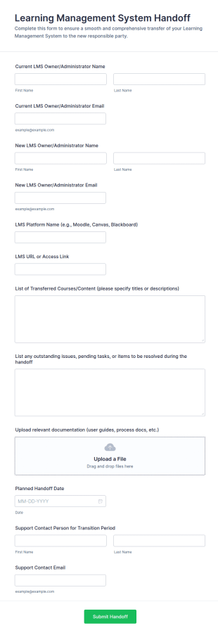 Learning Management System Handoff Form Template