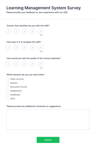 Learning Management System Survey Form Template