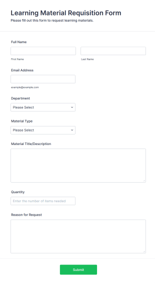 Learning Material Requisition Form Form Template