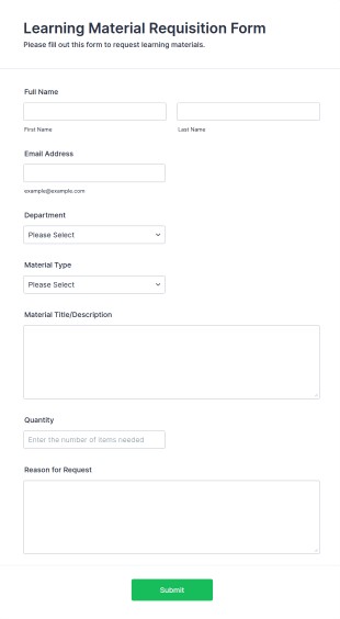 Learning Material Requisition Form Template