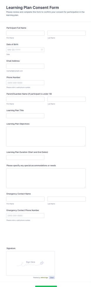 Learning Plan Consent Form Template