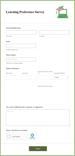 Learning Preference Survey Form Template
