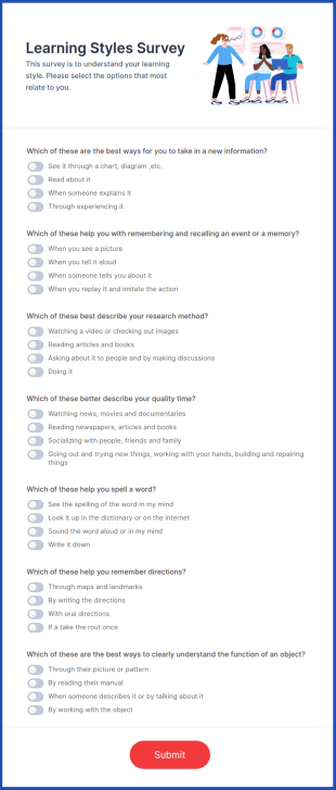 Learning Preferences Survey Form Template
