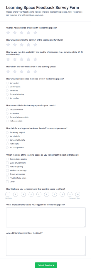 Learning Space Feedback Survey Form Template