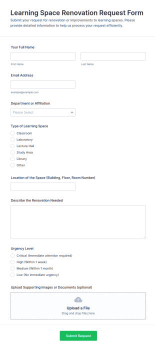 Learning Space Renovation Request Form Template