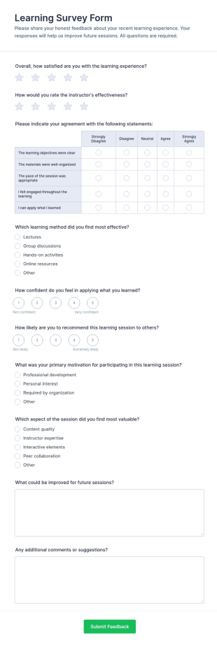 Learning Survey Form Template