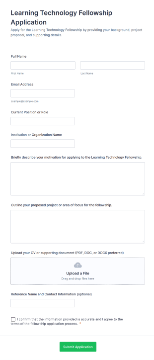 Learning Technology Fellowship Application Form Template
