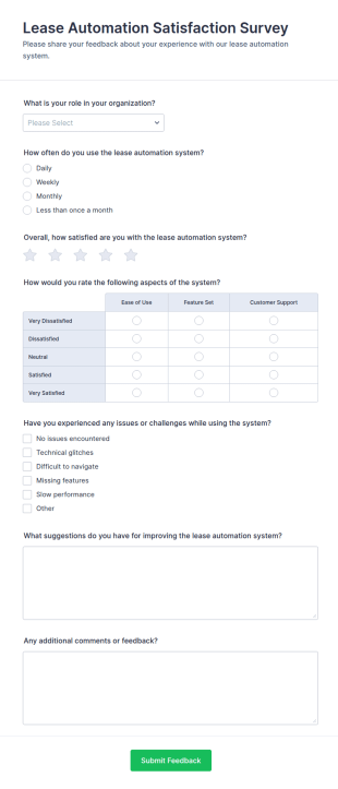 Lease Automation Satisfaction Survey Form Template