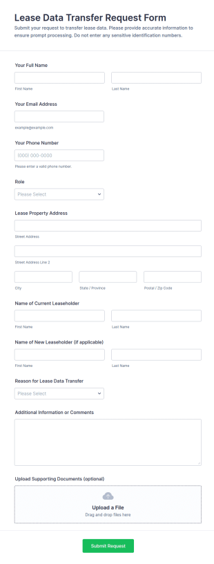 Lease Data Transfer Request Form Template
