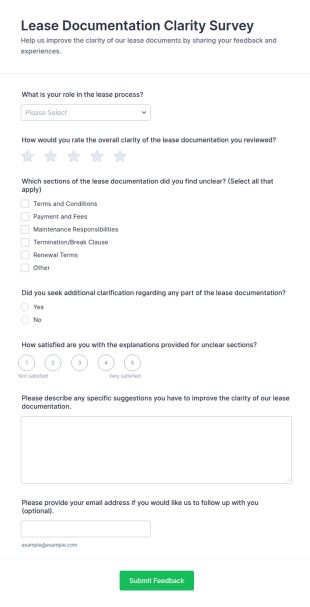 Lease Documentation Clarity Survey Form Template