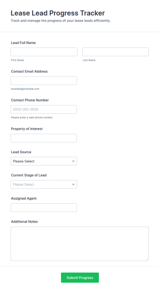 Lease Lead Progress Tracker Form Template