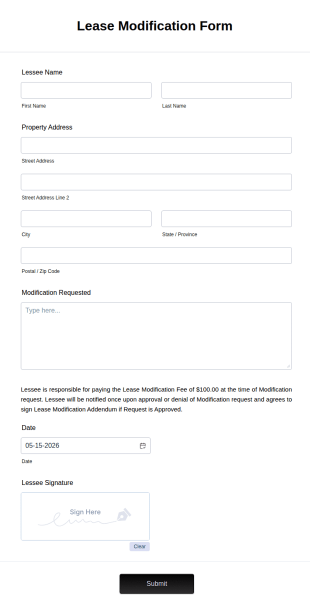 Lease Modification Form Template