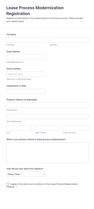 Lease Process Modernization Registration Form Template
