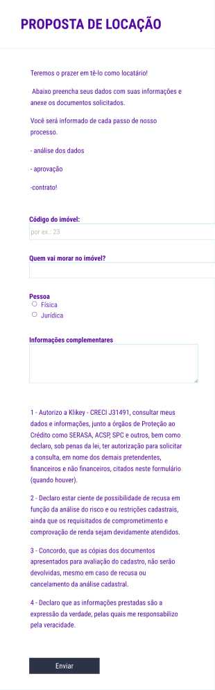 Lease Proposal Request Form In Portuguese